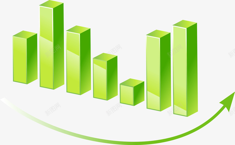 绿色条形图png免抠素材_新图网 https://ixintu.com 几何图 几何立方 数据图 条形矢量图 立方 立方体 立方图形 箭头