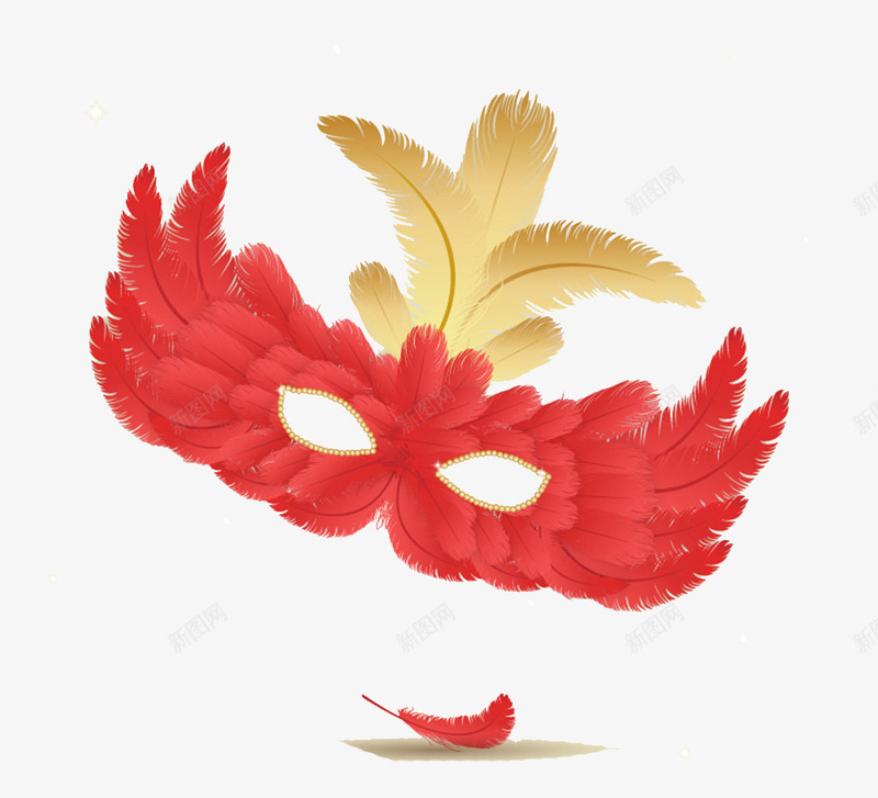 羽毛面具png免抠素材_新图网 https://ixintu.com 红色 美女 羽毛 面具