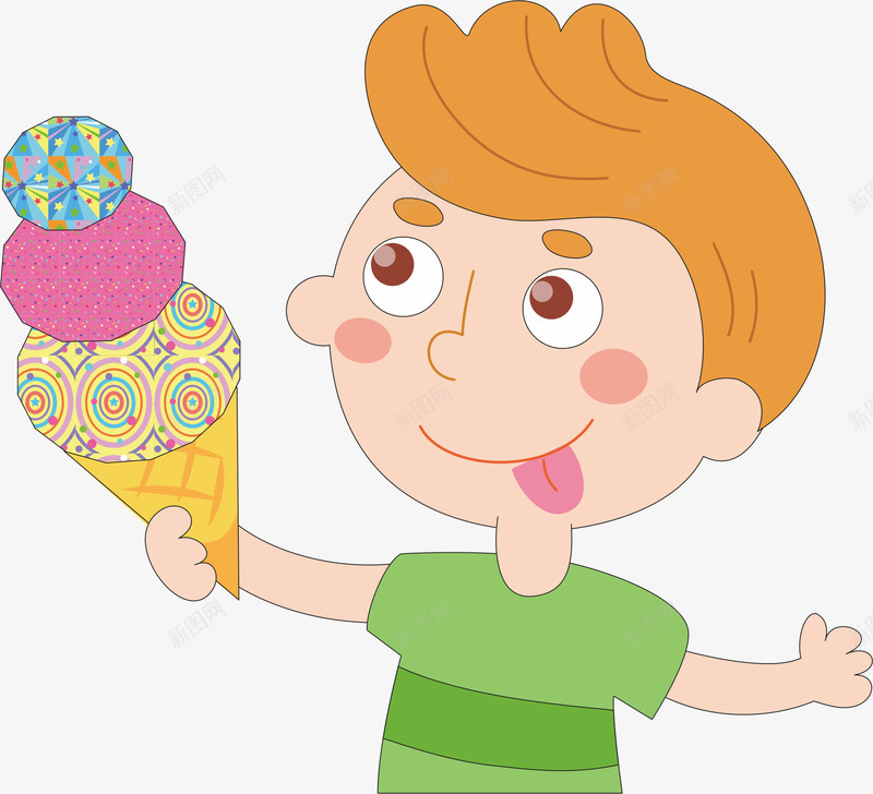 吃冰淇淋的孩子png免抠素材_新图网 https://ixintu.com 冰淇淋 卡通人物 吃东西的人 孩子 美味