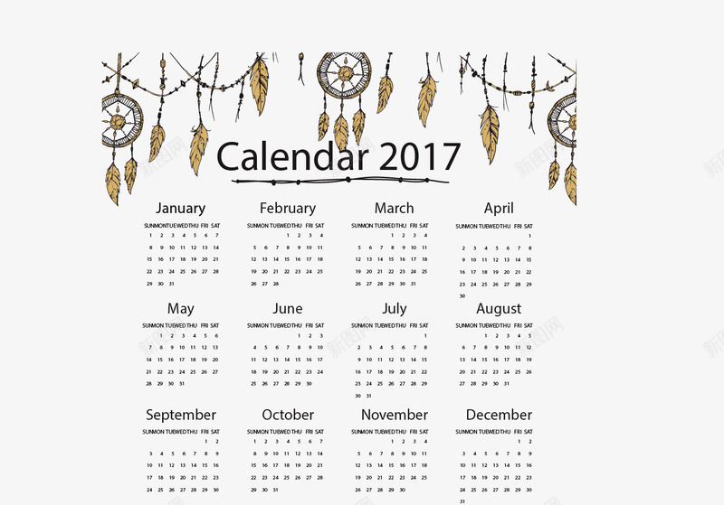 复古羽毛新年日历png免抠素材_新图网 https://ixintu.com 台历 复古 挂历 新年日历 矢量素材 羽毛