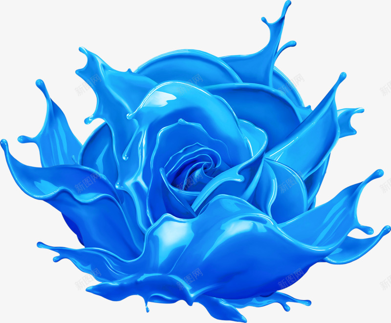 蓝色颜料玫瑰png免抠素材_新图网 https://ixintu.com 亮蓝色 手绘 玫瑰 群青 蓝色 颜料