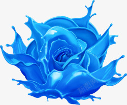 蓝色颜料玫瑰素材