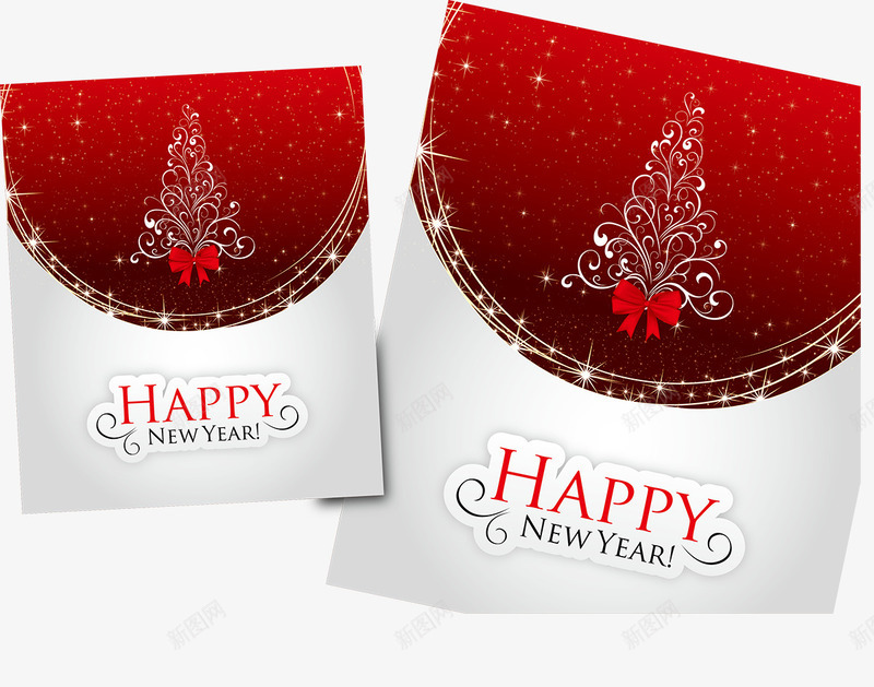 新年卡片png免抠素材_新图网 https://ixintu.com 卡片封面 新年贺卡 红色烫金 装饰