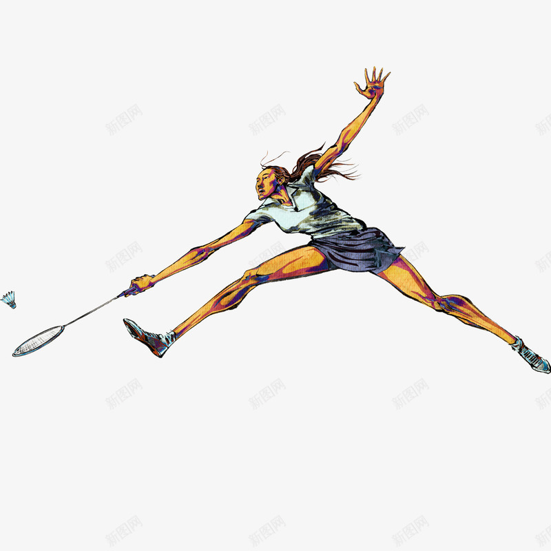 手绘羽毛球女运动员png免抠素材_新图网 https://ixintu.com 女运动员 手绘羽毛球女运动员 羽毛球 运动员