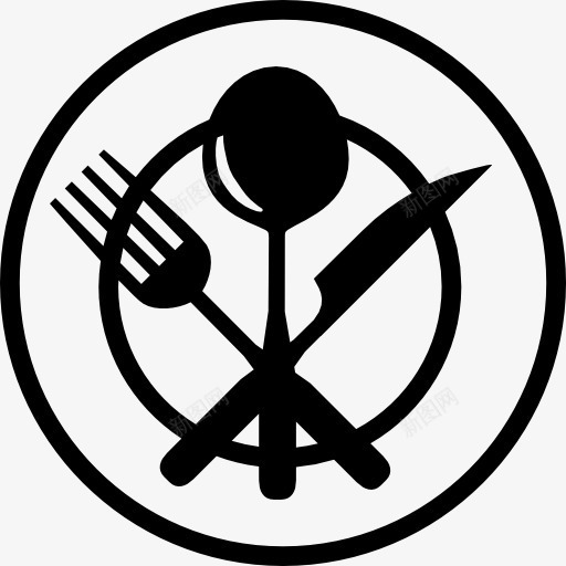 餐具碎片在圆板上观图标png_新图网 https://ixintu.com 三 厨房 厨房包 工具 工具和器具 板 片 顶视图 餐具 饮食