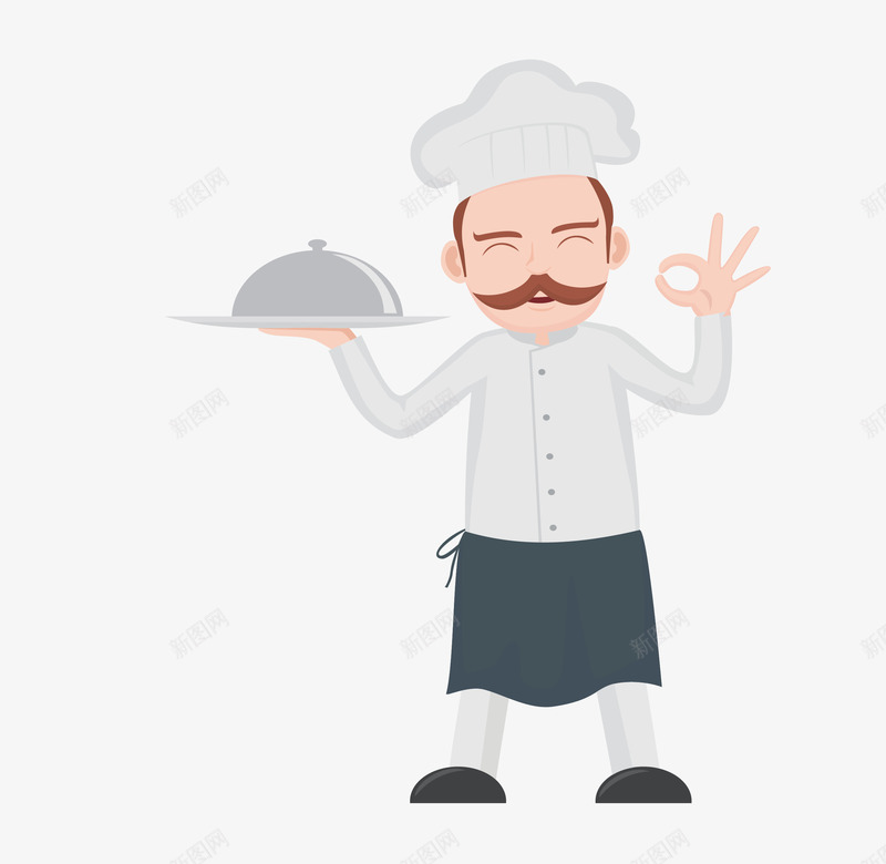 灰色西餐大厨师微笑png免抠素材_新图网 https://ixintu.com 厨师 大 微笑卡通 灰色西餐 矢量大厨师