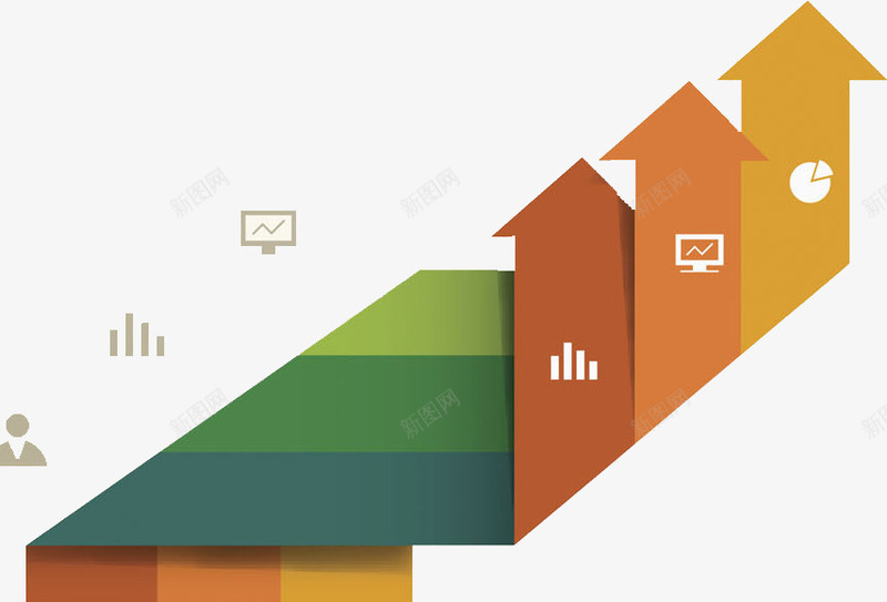 商务PPTpng免抠素材_新图网 https://ixintu.com PPT 卡通 商务 图表信息 手绘 橘色 水彩 箭头 绿色