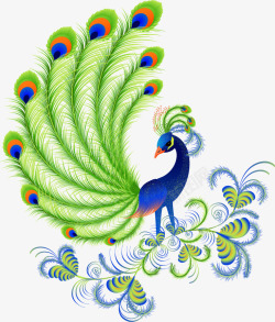 孔雀羽毛卡通手绘唯美孔雀矢量图高清图片