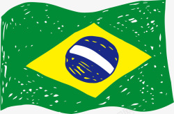手绘卡通巴西国旗矢量图素材