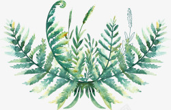 手绘卡通装饰绿色叶子装饰素材