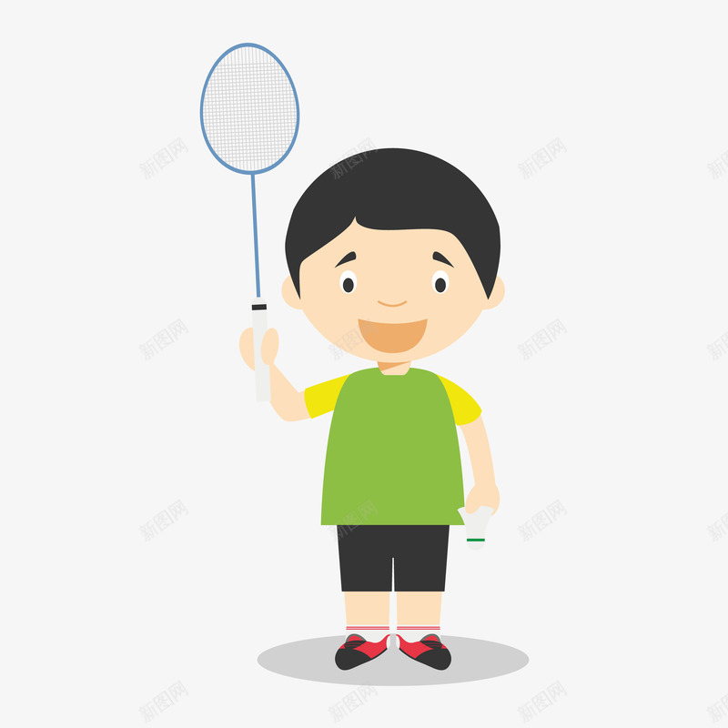 卡通羽毛球运动员少年png免抠素材_新图网 https://ixintu.com 卡通 少年 羽毛球 运动员