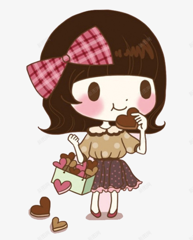 吃饼干的女孩png免抠素材_新图网 https://ixintu.com 人物素材 卡通人物 卡通女孩 可爱女孩 蝴蝶结女孩