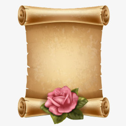 卷轴玫瑰花图片玫瑰花装饰中国风卷轴高清图片