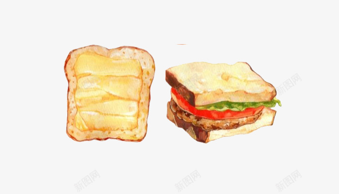 卡通三明治png免抠素材_新图网 https://ixintu.com 三明治 卡通 奶酪 插画 早餐 绘画 蔬菜 西红柿 面包 食物