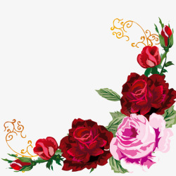 手绘玫瑰花型图案素材