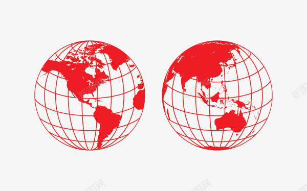 地球仪红色png免抠素材_新图网 https://ixintu.com 圆形 地球仪 红色 线条