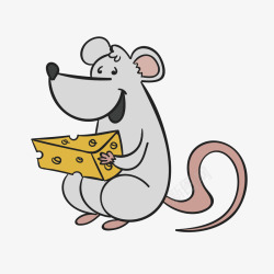 灰色卡通老鼠吃东西矢量图素材