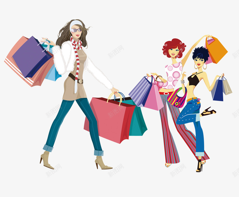 购物时尚女孩png免抠素材_新图网 https://ixintu.com 买东西 卡通女孩 女孩 时尚 时尚女孩 购物 购物女孩 购物袋 逛街