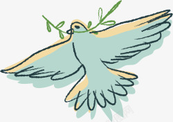 蓝色信鸽卡通手绘和平鸽高清图片