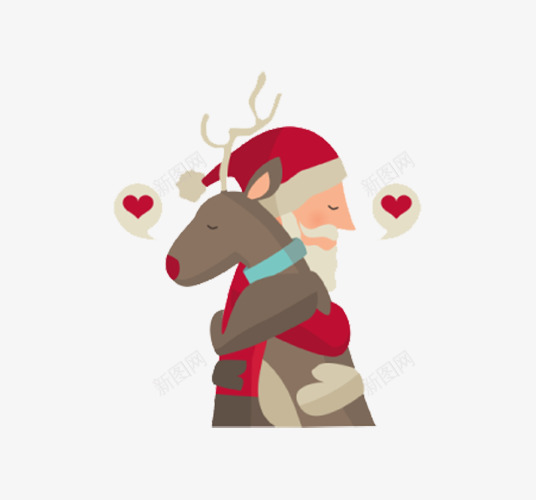 圣诞老人和驯鹿png免抠素材_新图网 https://ixintu.com 卡片封面 圣诞素材 浪漫 爱情