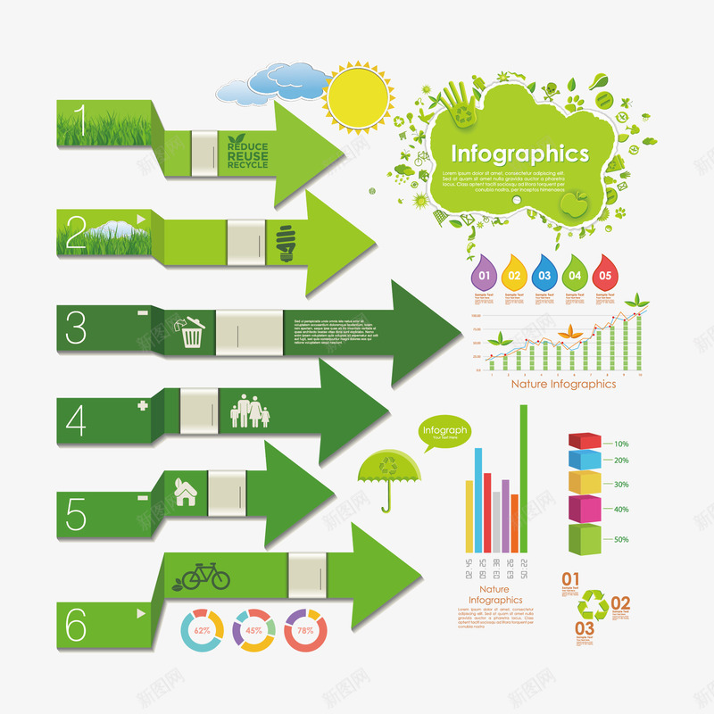 绿色环保ppt矢量图ai免抠素材_新图网 https://ixintu.com png png素材 ppt素材 信息图 免费png 免费png素材 数字 矢量素材 箭头 矢量图