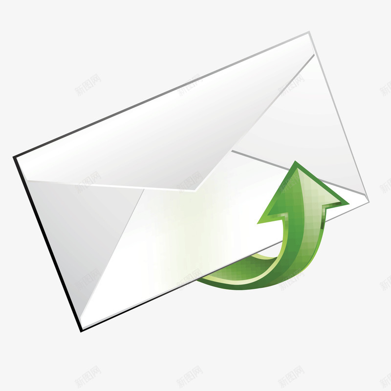 白色信封png免抠素材_新图网 https://ixintu.com 信封 向上 商务 打开 白色 箭头 绿色