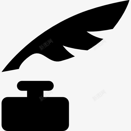 羽毛和墨水瓶的书写工具的轮廓图标png_新图网 https://ixintu.com 写 写作 剪影 墨水 工具 工具和用具 瓶 羽毛