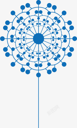 对称图蓝色圆形对称蒲公英矢量图高清图片