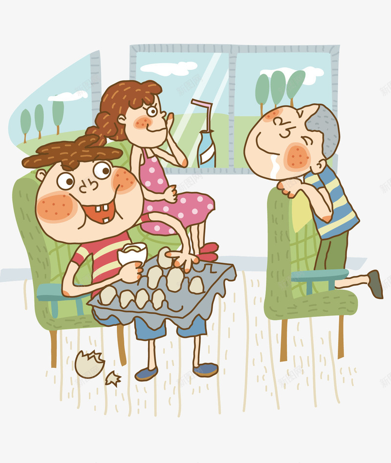 吃鸡蛋的孩子png免抠素材_新图网 https://ixintu.com 卡通 卡通插画 吃东西 吃鸡蛋的孩子 开心的孩子 聊天的人