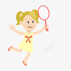 校园羽毛球大赛扁平化打羽毛球的女孩矢量图高清图片