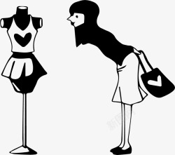 买东西的女人想买裙子的女人矢量图高清图片