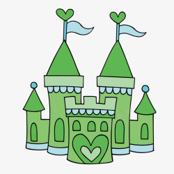 卡通绿色城堡素材