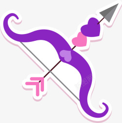 紫色情人节爱心弓箭素材