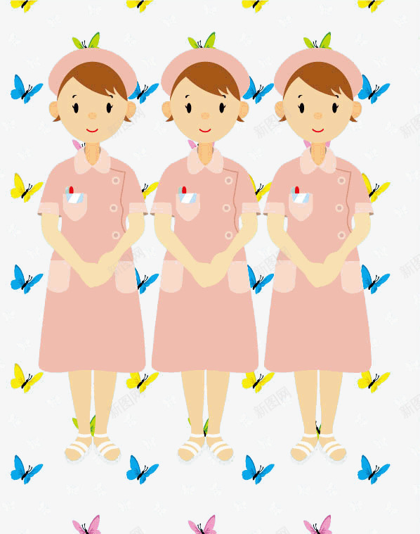 护士装饰png免抠素材_新图网 https://ixintu.com 卡通手绘 护士节 护士节插画 漂亮护士 白衣天使 蝴蝶