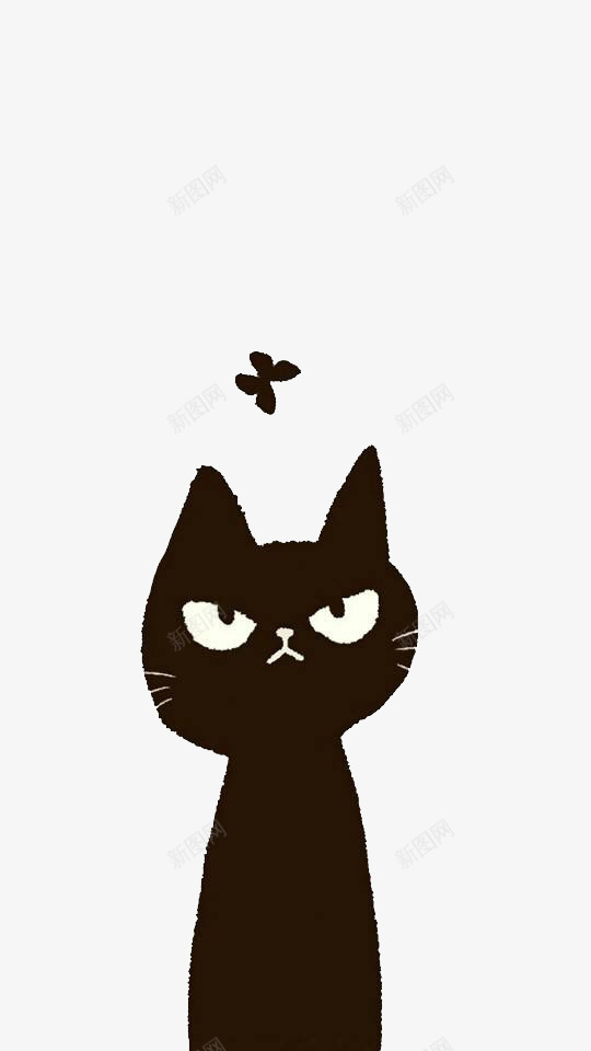 黑色猫咪png免抠素材_新图网 https://ixintu.com 剪影 猫咪 蝴蝶 黑色