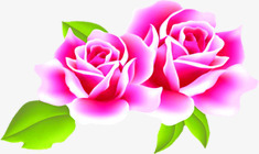 彩绘玫瑰花朵树叶素材