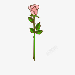 一支粉色的玫瑰花矢量图素材