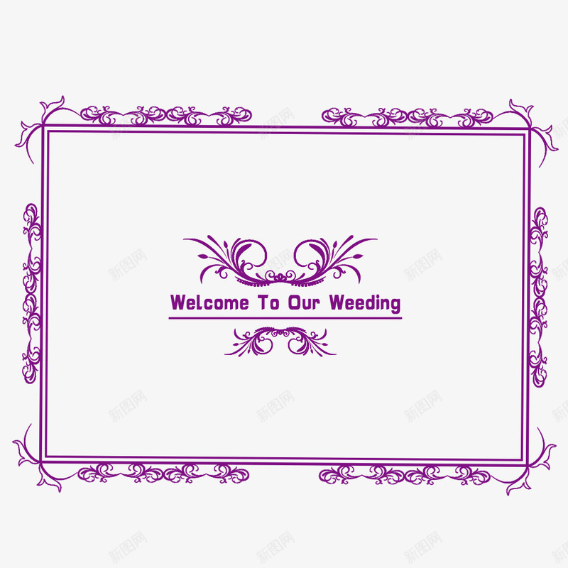 婚礼签名板png免抠素材_新图网 https://ixintu.com 婚礼签名板 签名板 紫色边框 装饰花纹