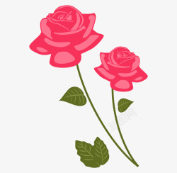 卡通手绘红色的玫瑰花素材