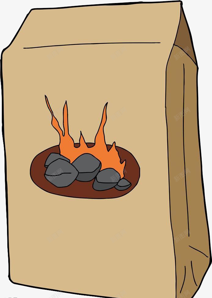 卡通包装的烧烤木碳png_新图网 https://ixintu.com 可燃物 易燃物 木炭黑 木碳 炭火 烧烤 黑碳