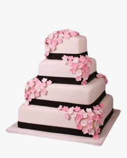 粉色小清新婚礼樱花蛋糕素材