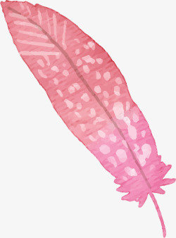 粉红色水彩手绘羽毛矢量图素材