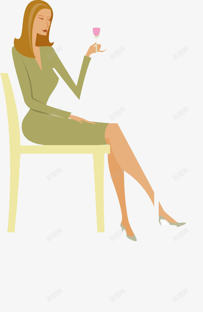 坐着拿着酒杯的女士png免抠素材_新图网 https://ixintu.com 卡通 坐着 女士 手绘 板凳 气质 美丽 美女拿东西 酒杯