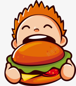 吃货节logo卡通可爱吃东西的男孩高清图片