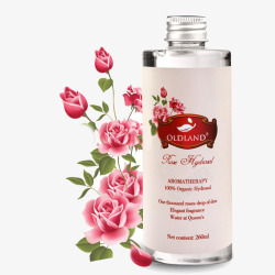 保湿菁华露手绘瓶装天然玫瑰纯露美白补水高清图片