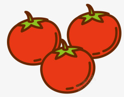多汁的卡通红色番茄素材