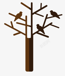 树干上的木耳树干上的小鸟简笔画高清图片