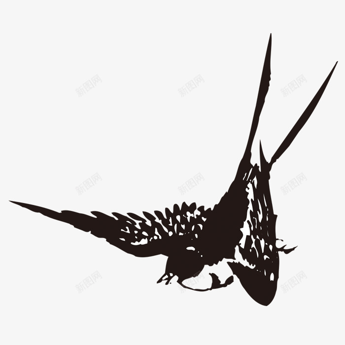 手绘喜鹊png免抠素材_新图网 https://ixintu.com 一只 卡通 喜鹊 手绘 羽毛 翅膀 鸟类 黑色