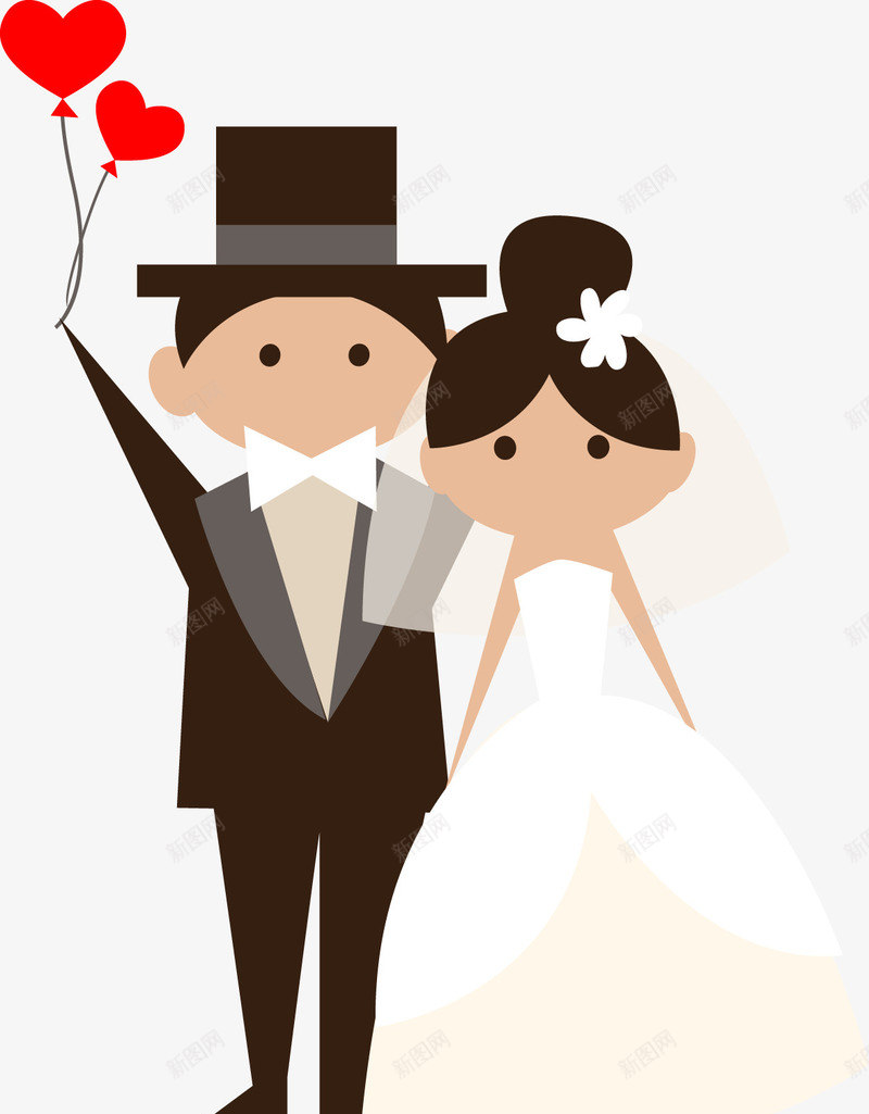 爱心新郎新娘png免抠素材_新图网 https://ixintu.com 卡通 女士 婚纱 手绘 爱心 男士 简图 红色的 西装