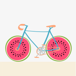 彩色圆弧西瓜自行车元素矢量图素材